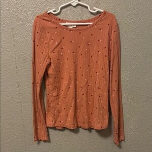 Polka Dot Long Sleeve Top - Orange